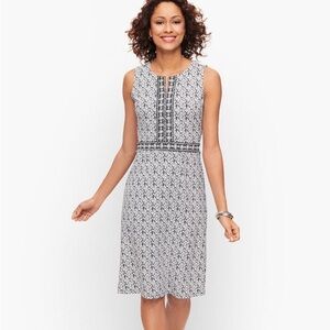 TALBOTS EFFORTLESS JERSEY SHEATH DRESS - Black White NWT size Large